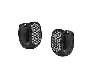 ARGOLA G COM CRAVAÇÃO DE ZIRCÔNIAS CRISTAIS BANHADA A RÓDIO NEGRO