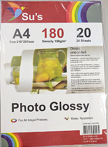 Papel Fotográfico A4 180G SUS - 20 Folhas
