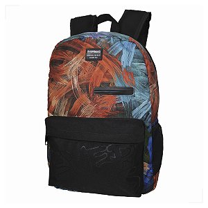 Mochila Premium Preto/Azul/Laranja