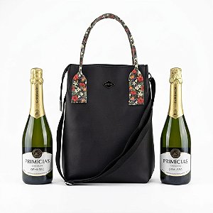Porta Espumante e Vinho Térmico Preto couro Liso