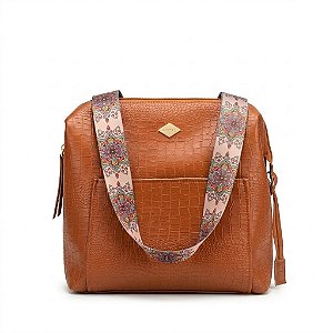 Bolsa Boca de Lobo M Caramelo Croco