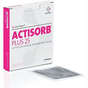 Actisorb Plus 25 Cobertura de Carvão Ativado Com Prata 10,5 Cm x 10,5cm - Systagenix