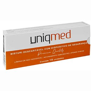 Bisturi Descartável Em Aço Carbono Caixa Com 10 Unidades - Uniqmed