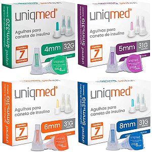 Agulhas para Caneta de Insulina Uniqmed - Caixa Com 7 Unidades