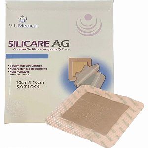 Curativo de Silicone Aderente Com Espuma Absorvente Silicare Ag - Vitamedical