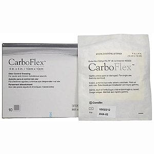 Curativo Carboflex Carvao Ativado Com Alginato de Cálcio e Sódio 10cm x 10cm - Convatec
