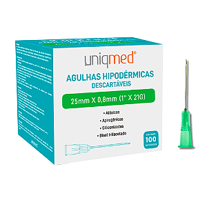 Agulha 25 x 0,80mm (21g x 1) 100un - Uniqmed