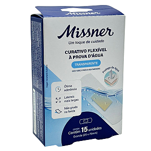 Curativo a Prova D'agua 2,5cm x 7,5cm C/15un - Missner