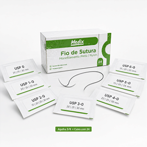Fio de Sutura Monofilamento Nylon com Agulha - Caixa - Medix