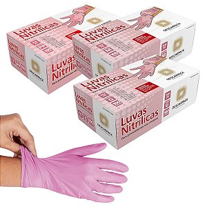 Luva Nitrílica Rosa Sem Pó - Caixa com 100 unidades - Descarpack