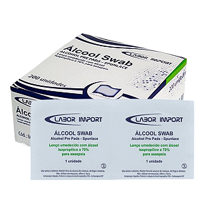 Álcool Swab 70% para Assepsia - 200 Unidades - Labor Import