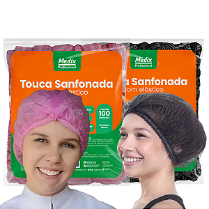 Touca Sanfonada Descartável com Elástico - Pacote com 100 Unidades  - Medix
