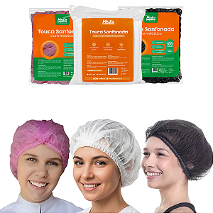 Touca Sanfonada Descartável com Elástico - Pacote com 100 Unidades - Medix