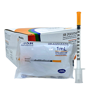 Seringa para Insulina 1mL com Agulha Fixa - Caixa Com 100 Unidades - SR