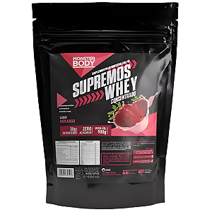 Whey Supremos Concentrado Morango 900g - Monster Body - Supraervas