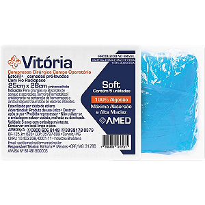 Compressa Campo Operatório Estéril Vitória 25cm x 28cm C/ Fio Radiopaco C/5 - Amed
