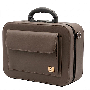 Maleta Médica Profissional Luxo C136 Sem Divisória Couro Sintético Marrom Claro - Panton