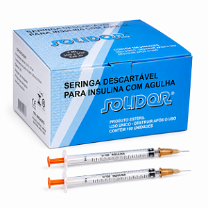 Seringa para Insulina Solidor 1ml com Agulha Luer Slip