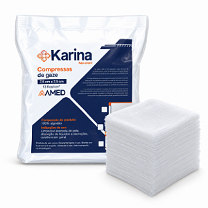 Compressa de Gaze Não Estéril Karina 13 Fios 7,5 × 7,5 cm com 500 unidades – AMED