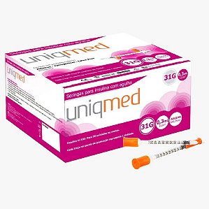 Seringa para Insulina 0,3ML com Agulha 31G 6x0,25mm (10UN) - UNIQMED