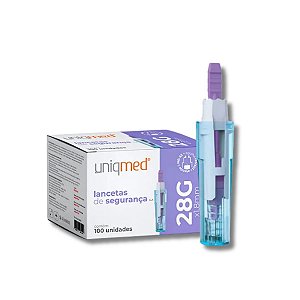 Lanceta Automática de Segurança 28g 100 Unidades - Uniqmed