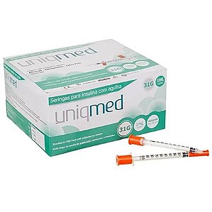 Seringa para Insulina 1ML com Agulha 31G 6x0,25mm (10UN) - UNIQMED