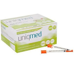 Seringa para Insulina 1ML com Agulha 30G 8x0,30mm (10UN) - UNIQMED