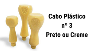 CABO PLÁSTICO 3 UNITÁRIO PRETO / CREME   - Kit com 10 unidades