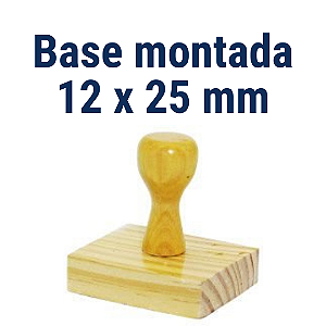 CARIMBO DE MADEIRA 12 X 25 MM MONTADO COM CABO  mm (SEM PERSONALIZAÇÃO) - kit com 10 unidades