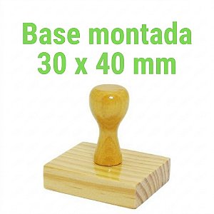 CARIMBO DE MADEIRA 30 X 40 MM MONTADO COM CABO (SEM PERSONALIZAÇÃO) - Kit com 10 unidades