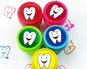 Caixa com 10 Carimbos dental dente desenho carimbo para crianças