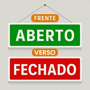 Placa de Sinalização Aberto/Fechado