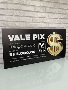 Placa Personalizada em Formato de Cheque com Impressão UV