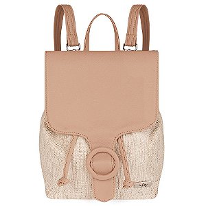 Bolsa Mochila Feminina Cor Nude Alça Ajustável Modelo Tiny da Marca Lefity