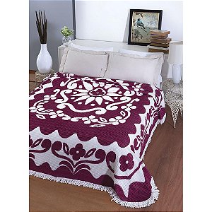 Colcha Chenille Canelada Flórida 220x240cm Vinho/Bg Jolitex