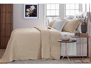 Kit Cobre Leito Bordado Queen 3 Peças 260x240cm Jacarandá Bege Bouti Jolitex