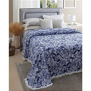 Colcha Chenille Canelada Valentina 220x240cm Azul Jolitex