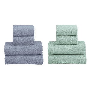 Kit 2 Jogos de Banho Jacquard Azul e Verde Realce Top Sultan