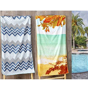 Kit 2 Toalhas de Praia Aveludada Chevron e Paradise Sultan