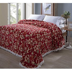 Colcha Chenille Canelada Rafaella 220x240cm Vermelho Jolitex