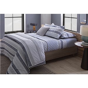 Jogo de Cama Duplo Queen 4 Peças Percal 180 Fios Gales Sonhare Prata Sultan