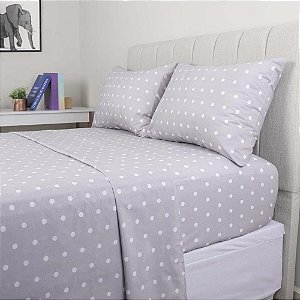 Jogo de Cama Duplo Casal 4 Peças Percal 180 Fios PoáCinza Sonhare Prata Sultan