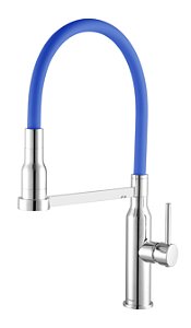 Misturador de Cozinha Monocomando Mesa 2884 C75 Cromado e Azul com Flexível Móvel Meber