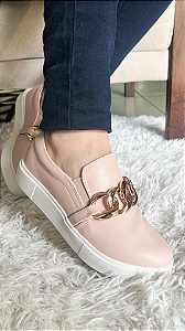 Tênis Slip On Corrente Napa Quartzo Rosa Claro