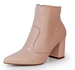 Bota Cano Curto Matelassê Napa Quartzo Rosa Claro