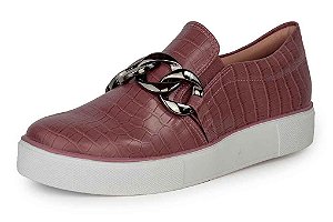 Tênis Slip On Corrente Reptilia Magno Rosa