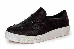 Tênis Slip On Casual Tachas Napa Preto