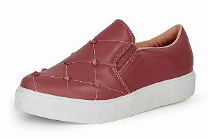 Tênis Slip On Casual Tachas Napa Magno Rosa