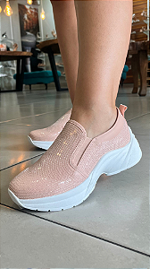 Tênis Slip On Lantejoula Napa Quartzo Rosa Claro