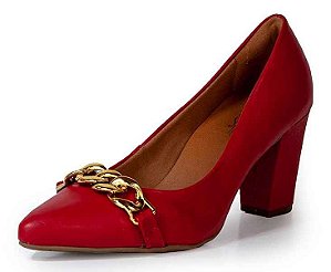 Scarpin Salto Bloco Corrente Napa Scarlett